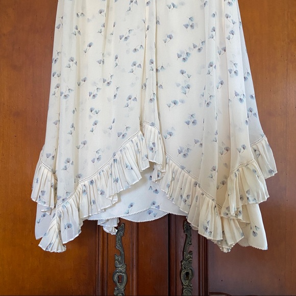 Madison Marcus 100% Silk Ditsy Floral Ruffle Swing Hem Cottagecore Tank - Picture 3 of 9